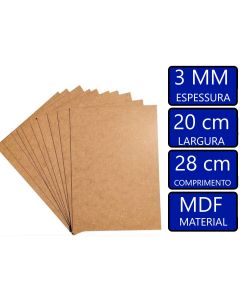 Placa Chapa De Mdf Cru 20cmx28cmx3mm Pacote 50 Unidades Para Quadros E Artesanato