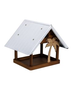 Casa Casinha Comedouro Pássaro Passarinho Com Telhado Galvanizado Modelo Palmeira
