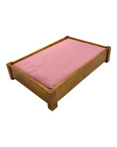 Cama Pet Comfort Em Madeira Para Cães E Gatos De Pequeno Porte Com Almofada Rosa