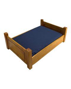 Cama Pet Comfort Plus Em Madeira Para Cães E Gatos De Pequeno Porte Com Almofada Azul